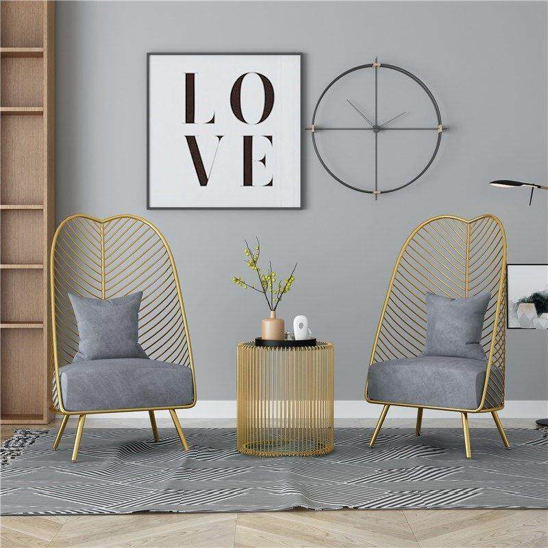 阳台小桌椅铁艺休闲 椅简约单人沙发椅服装店网红轻奢家用一桌两