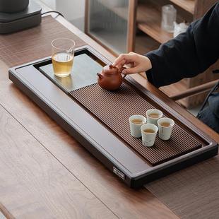 茶盘家用简约干泡茶台竹制中式 重竹排水式 功夫茶具托盘整块茶海大