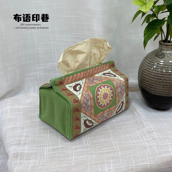 新中式国风文创敦煌飞天藻井纸巾收纳盒客厅车载布艺抽纸套博物馆