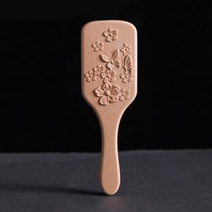 周广胜雕花气囊梳榉木按摩便携梳子古风木质梳子女网红款气垫梳