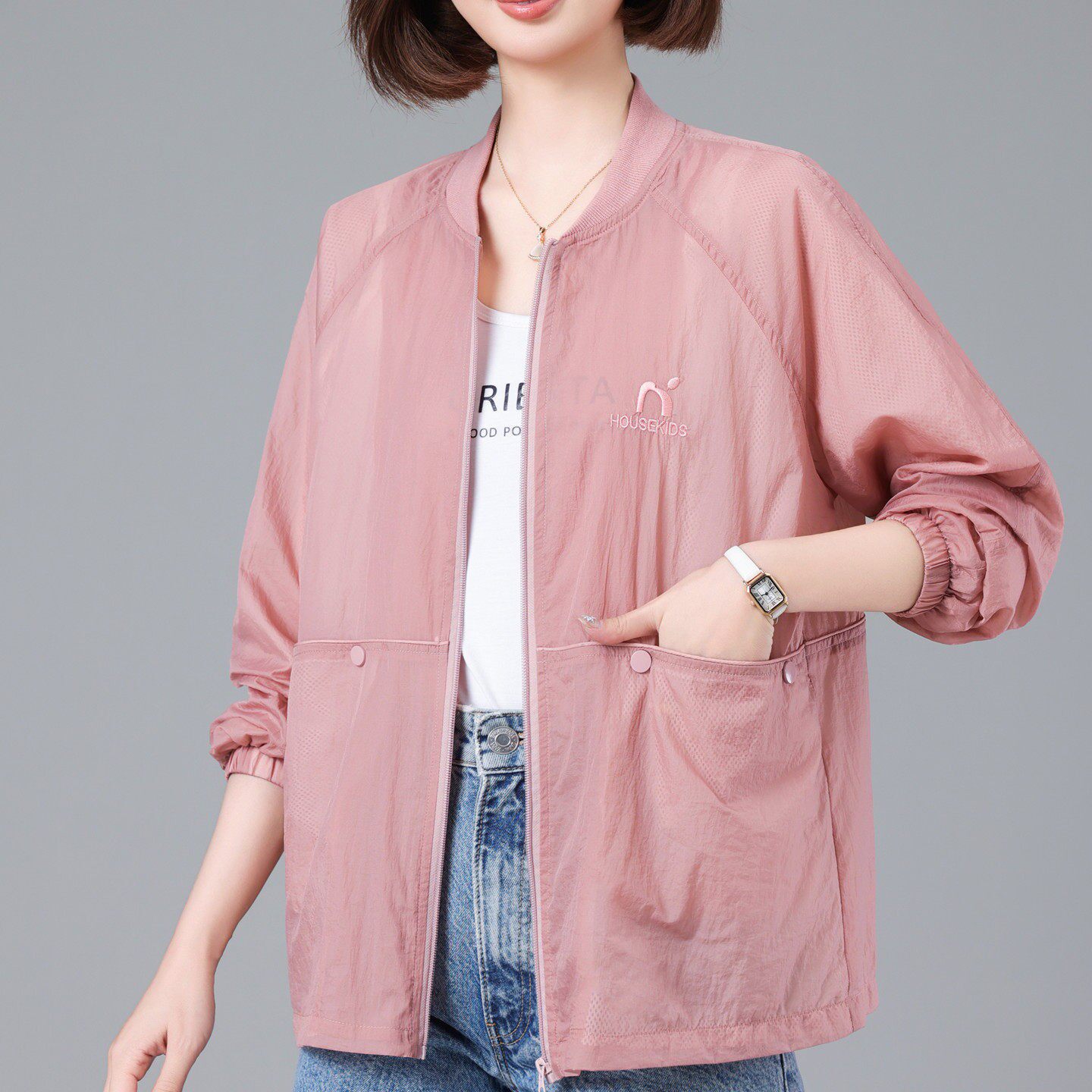 夏季棒球服防晒衣中老年女胖MM大码宽松上衣中年妈妈薄款冰丝外套