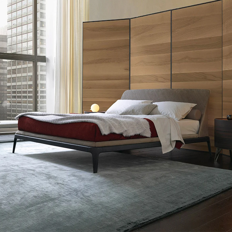 乔登/意式极简实木布艺床主卧室中古奶油风轻奢高级感KELLY双人床