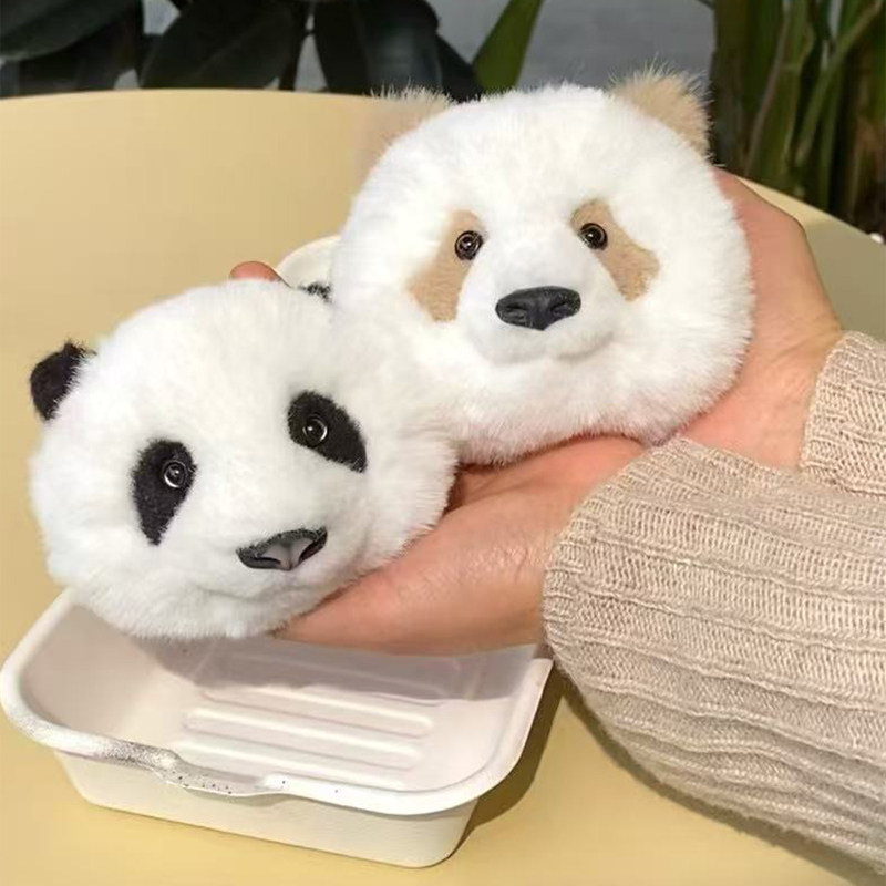 西柚熊猫毛绒熊猫头挂件