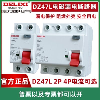 德力西 电磁式漏电断路器保护器 DZ47L 2P 4P 32A 40A 63A 100A