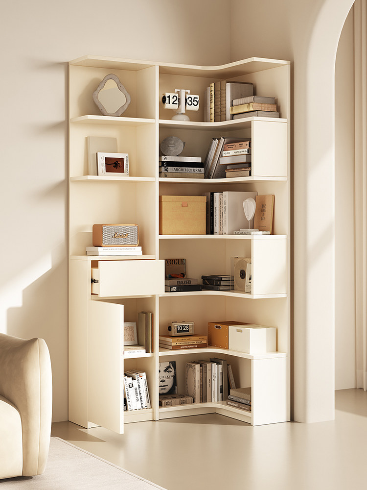 实木定制角落书柜客厅卧室储物柜现代简单角落地板书架储物柜家