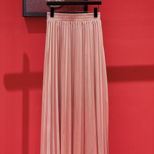 云朵26年夏上新设计感松紧腰百褶显瘦气质半身裙w550