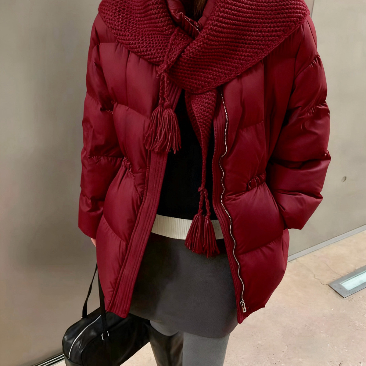 云朵诞款气质高级感大牌欧货中长保暖羽绒服外套(配披肩)20192