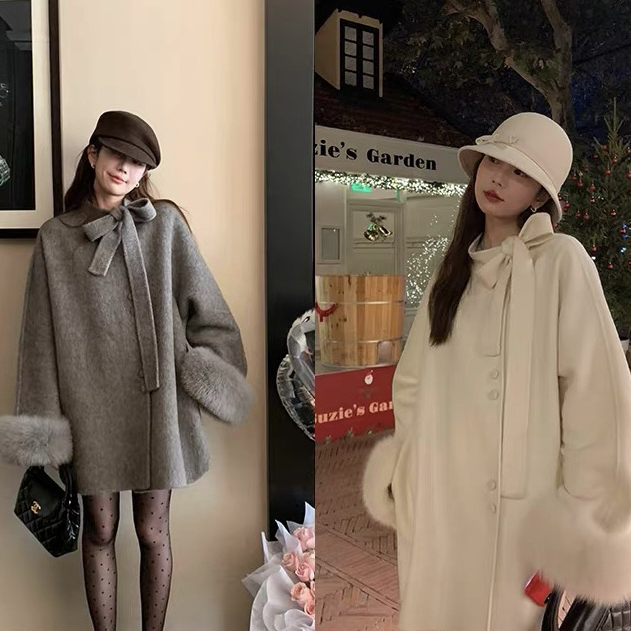 云朵家款羊毛外套(配可拆卸狐狸毛袖)(含100狐狸毛)S-YFFS2099