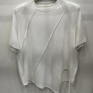 云朵圆领灰色短袖 T恤30j859 t恤女春夏胖mm宽松韩系通勤休闲短袖