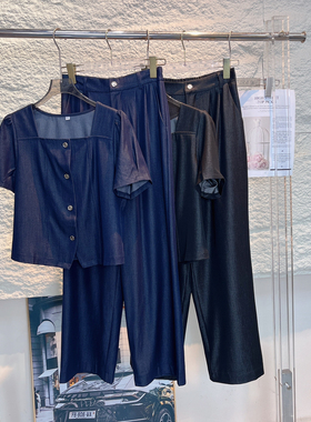 云朵设计高腰短款显瘦套装小衫垂感阔腿裤休闲裤两件套套装27198