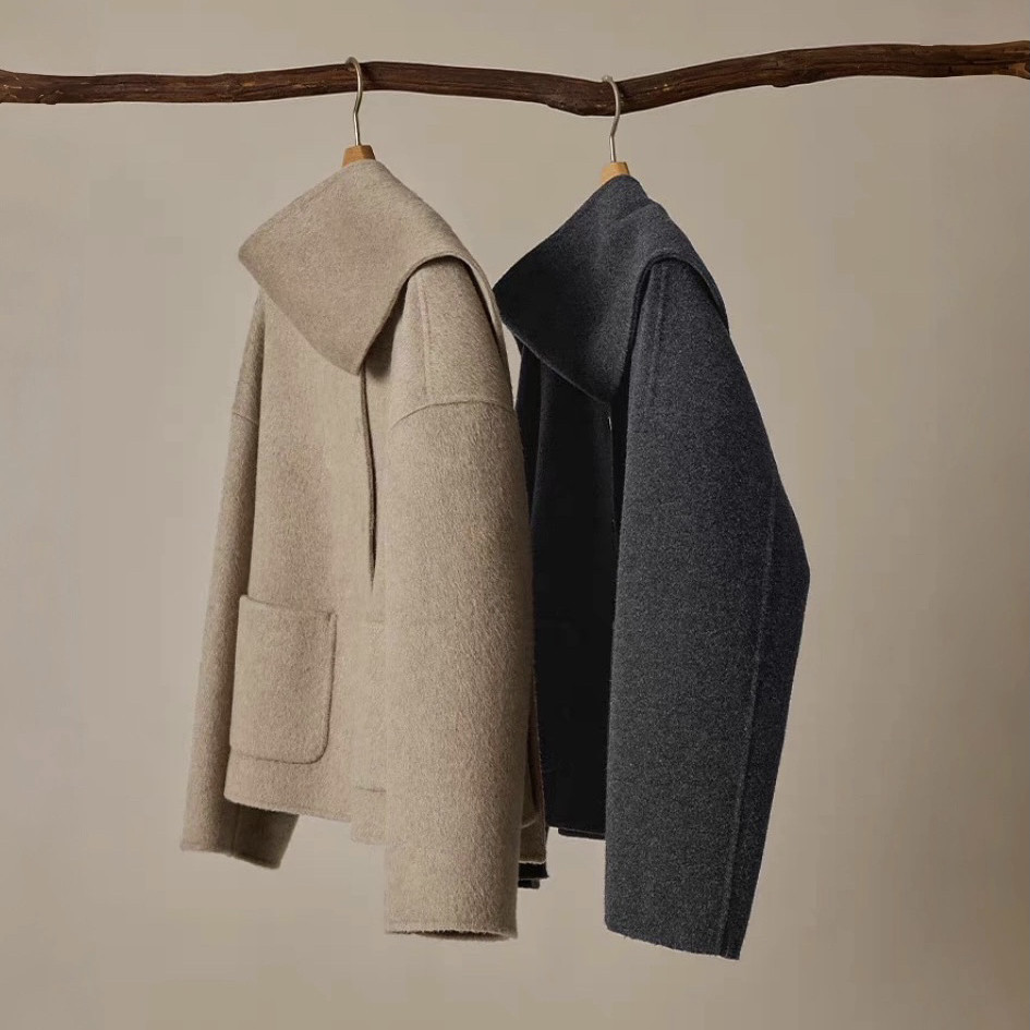 云朵家高级感极简风可拆围巾毛呢羊毛外套（含84.1绵羊毛）Q23-08,女装/女士精品,羽绒服,淘宝优惠券,粉丝福利购,淘宝优惠卷