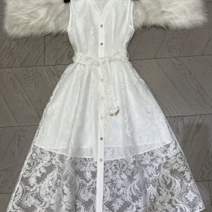 Y20072 配腰带 云朵设计设计自带利落气场无袖 剪裁通勤连衣裙