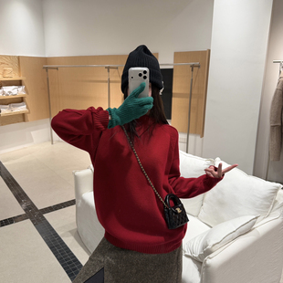 云朵下摆微微收腰针织上衣保暖毛衣 JYXC25105 含100绵羊毛