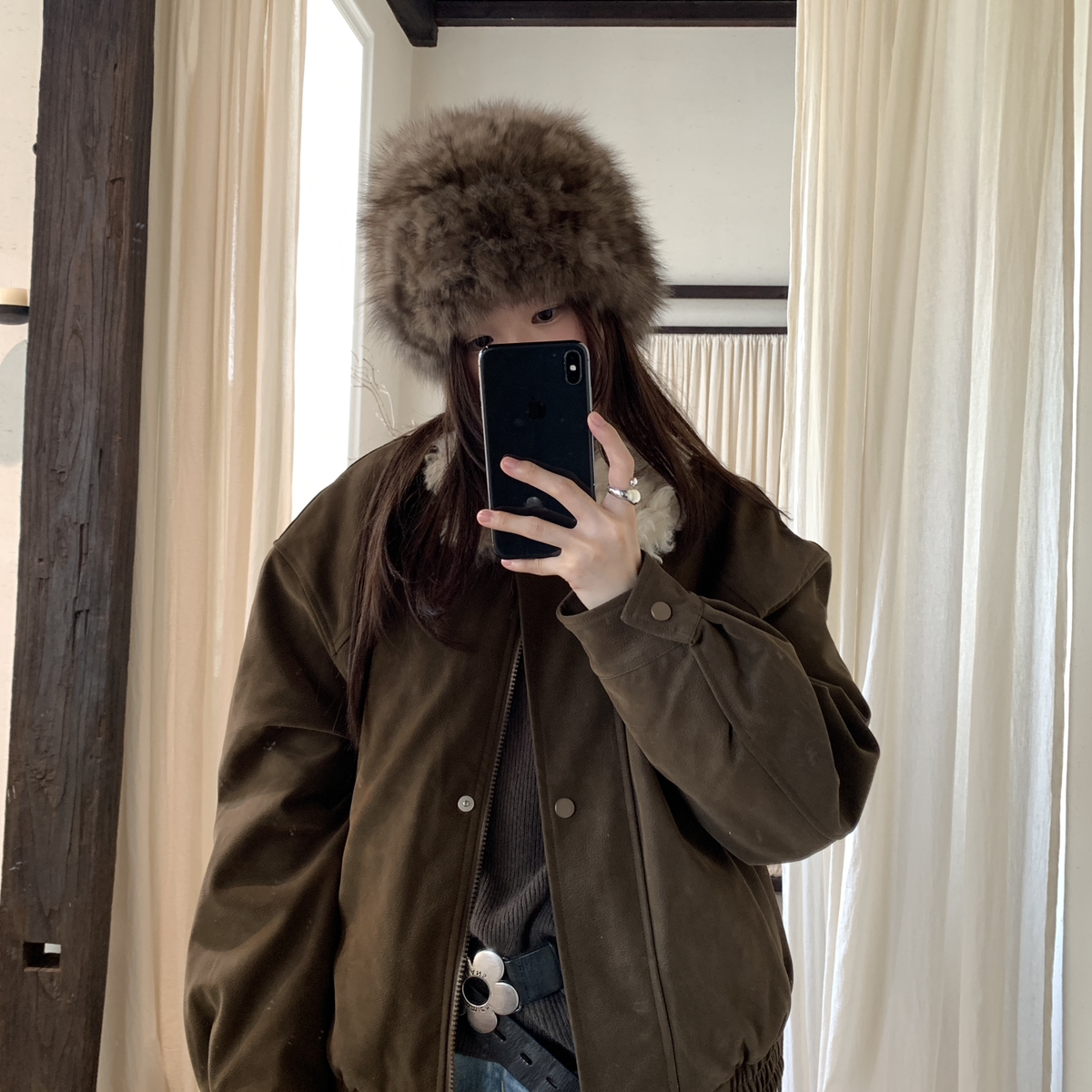 云朵翻毛领麂皮绒棉衣外套保暖棉服棉服CC7088-1