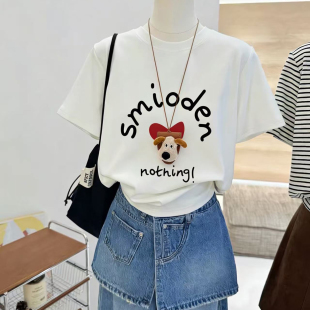 YS13 无配件 n088 T恤 云朵闲字母爱心印花通勤减龄通勤棉料短袖