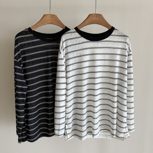 防晒T恤防晒衫 松显瘦撞色领条纹纸片人长袖 ht007 MOMENT BLESSE云