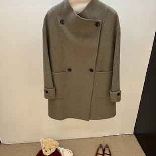 26053 含10羊绒 云朵福利捡漏可翻领简约百搭韩系中长款 羊毛外套