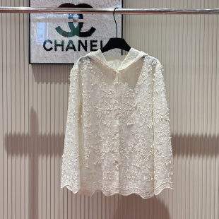 w801 内搭 云朵26夏上新设计感蕾丝钩花连帽显瘦小衫 不含下装