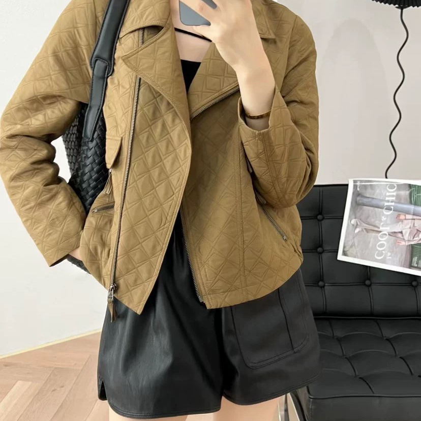云朵夹棉菱格工装风休闲轻薄款棉服短款夹克外套短外套26113
