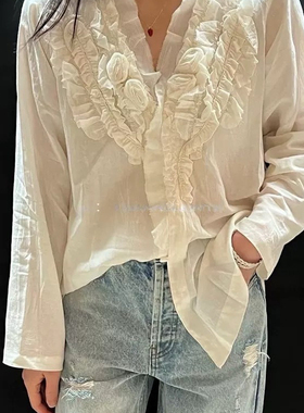 云朵26年早春设计感重工立体玫瑰花木耳边小衫YS3-Js100