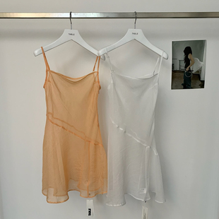 云朵家裙纯欲透视褶皱肌理感叠穿氛围感辣妹时髦上衣连衣裙36576