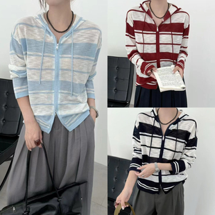 云朵家衫女2026新款薄款宽松外搭罩衫带帽外套女针织开衫NK10809