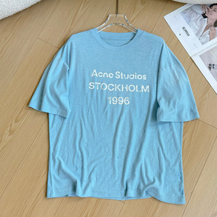 云朵夏上新男女同款 T恤J15365 小众设计做旧印花圆领宽松套头短袖