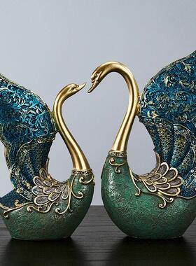 欧式天鹅客厅摆件电视酒柜玄关北欧创意家居装饰品小摆设结婚礼物