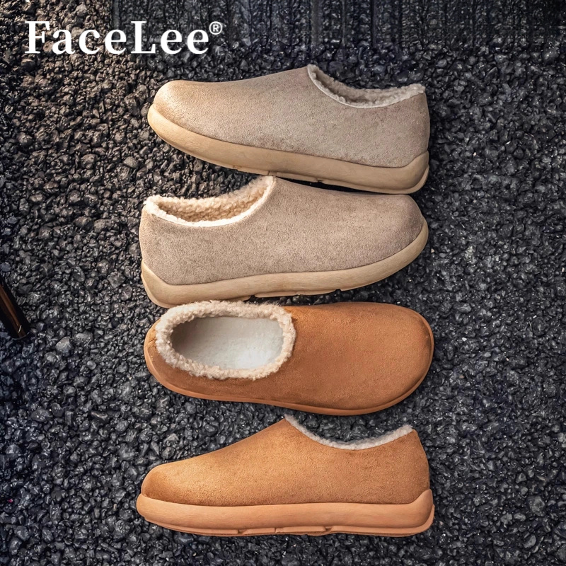 FaceLee棉鞋男冬季加绒加厚小土豆勃肯鞋男穆勒棉鞋一脚蹬包头拖