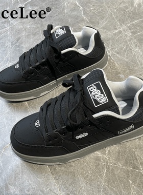 FaceLee软底2025新款百搭小黑鞋时尚炸街情侣休闲板鞋复古运动鞋