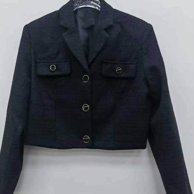 Elegant home simple tweed metal buckle short jacket suit