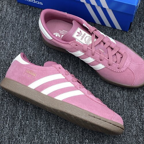 adidas originals Stadt 潮流薄底 耐磨 低帮 板鞋 男女同款 粉色