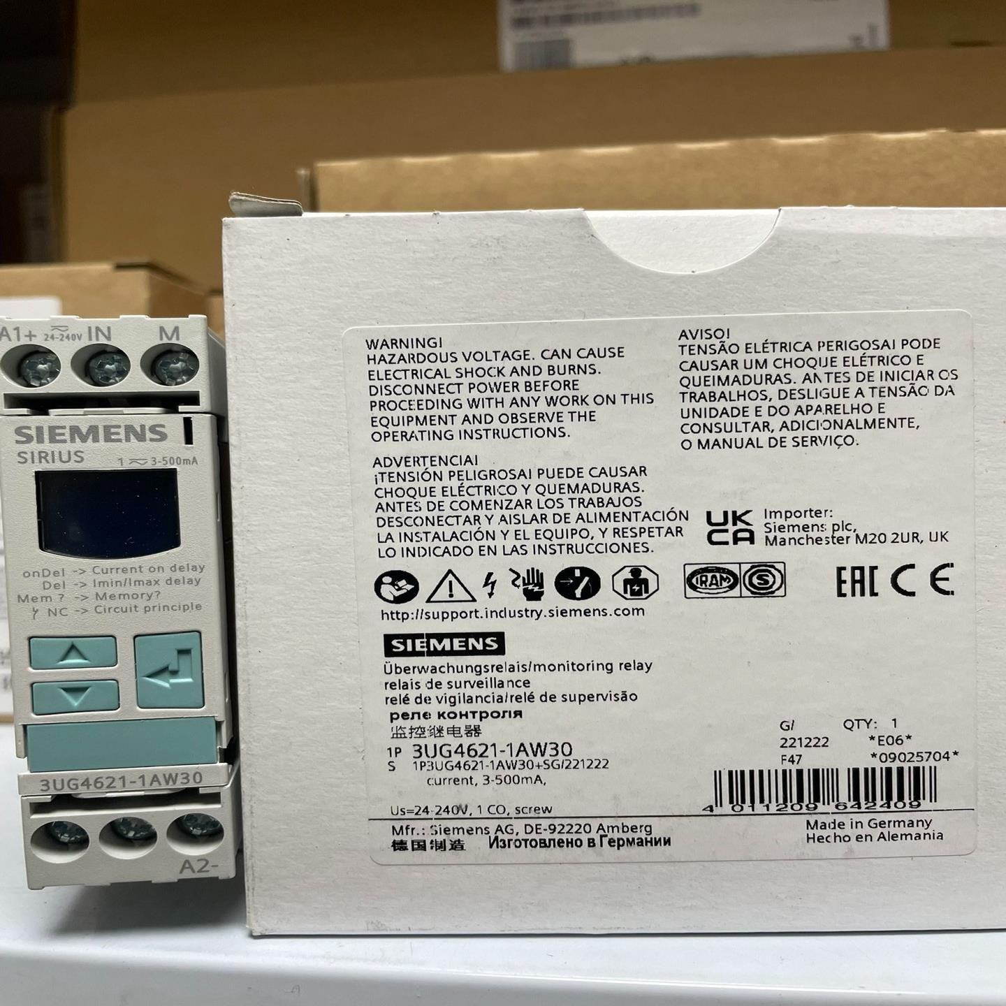 3UG4621-1AW30  数字监控继电器 电流控制继电器