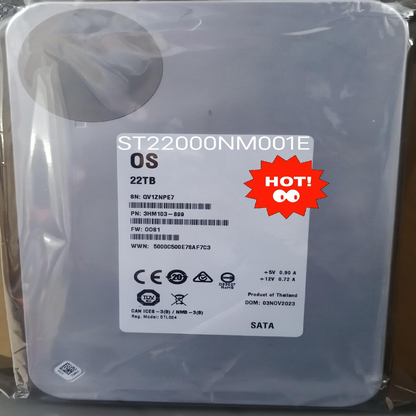 （）ST22000NM001E。   OS原厂原标箱未拆封盘，S