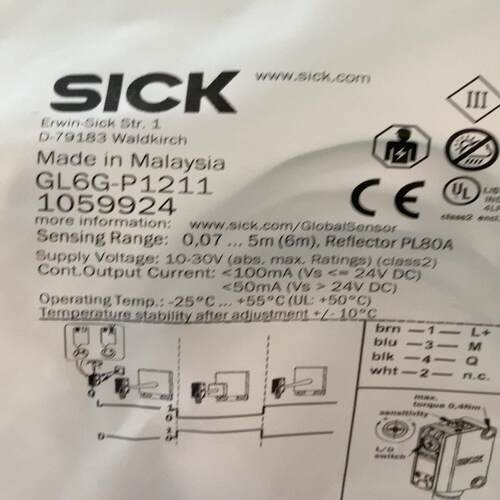 Sick 西克GL6G-P1211 检测透明物质光电开关