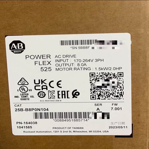 25B-B8P0N104 交流重行变频器1.5kW 全新AB