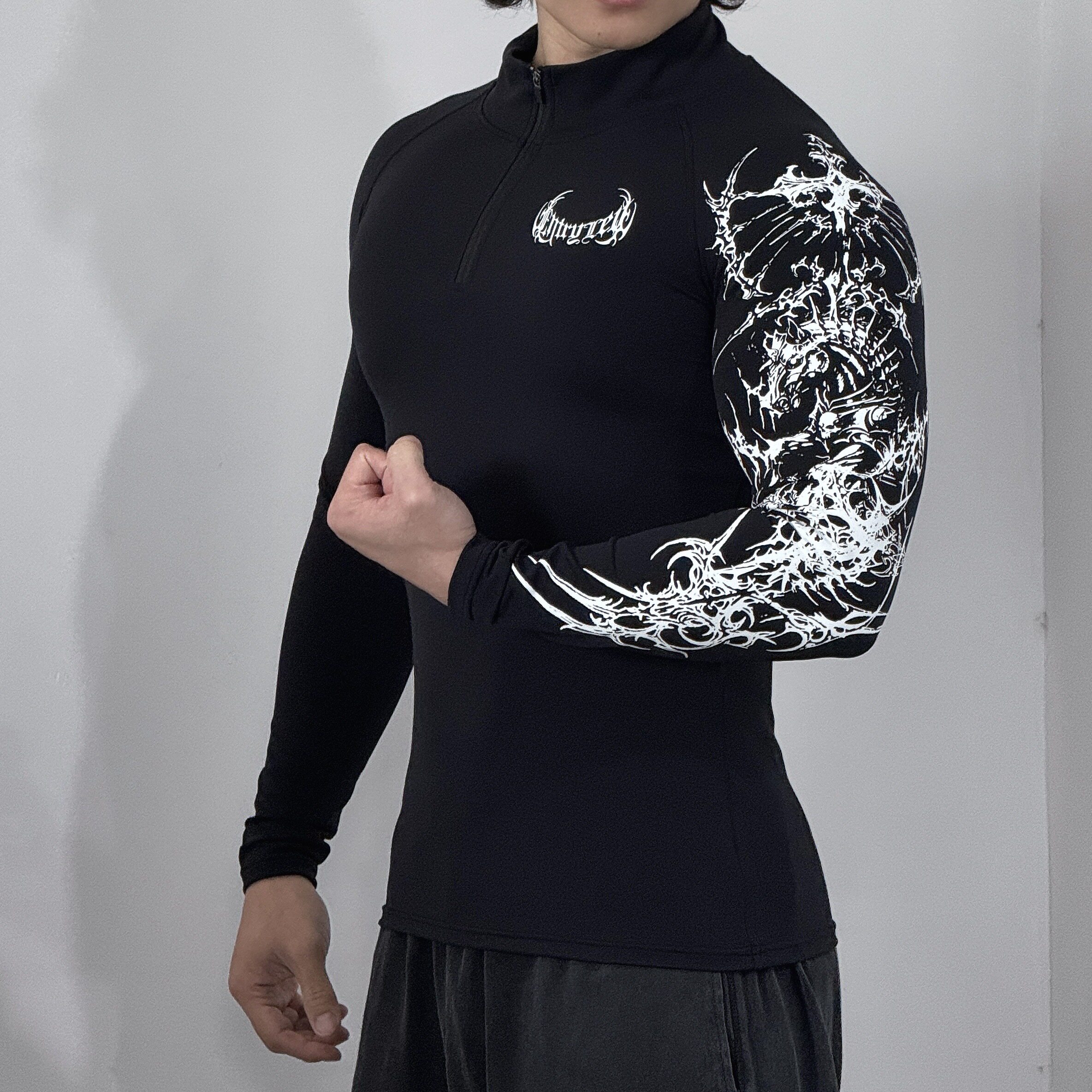 EntryLev马年限定「战马」半拉链紧身衣透气高弹健身训练运动长袖