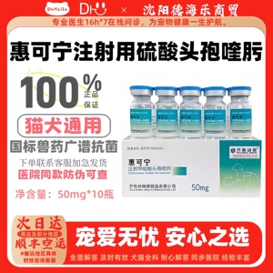 惠可宁第四代硫酸头孢喹肟注射50mg*10瓶兽宠物广谱抗菌宠物适用