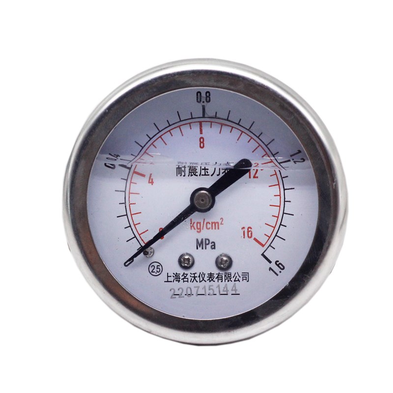 轴向不锈钢不带边压力表  YBF60Z  0.6  1  1.6  2.5MPA后接螺纹