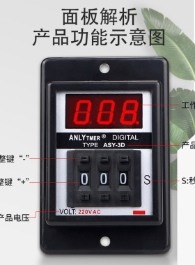 ASY-3D拨码数显时间继电器 延时器 定时器 AC220V AC380V DC24V