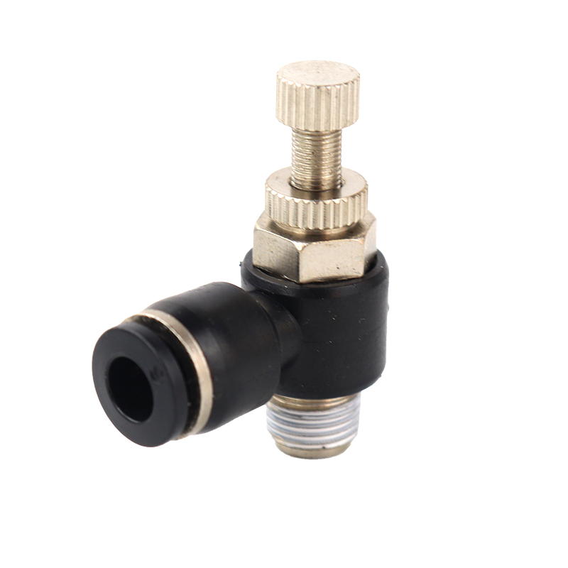 黑色气动接头SL6-01/SL8-M5/SL4-02/SL10-03/SL12-01节流可调速阀