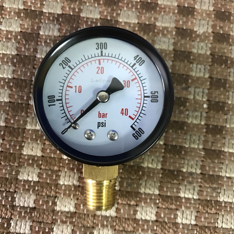 压力表 y-50 表盘50mm毫米 双刻度 0-40bar 0~600psi 螺纹pt1/4