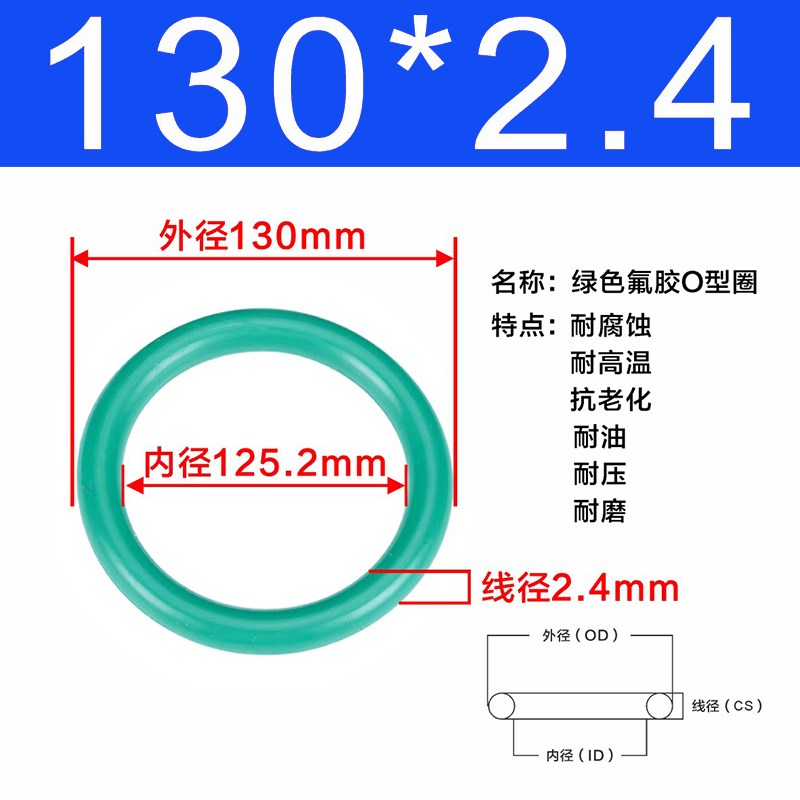 氟胶O型圈外径125/130/135/140/145/150/155/160/165/170/175*2.4