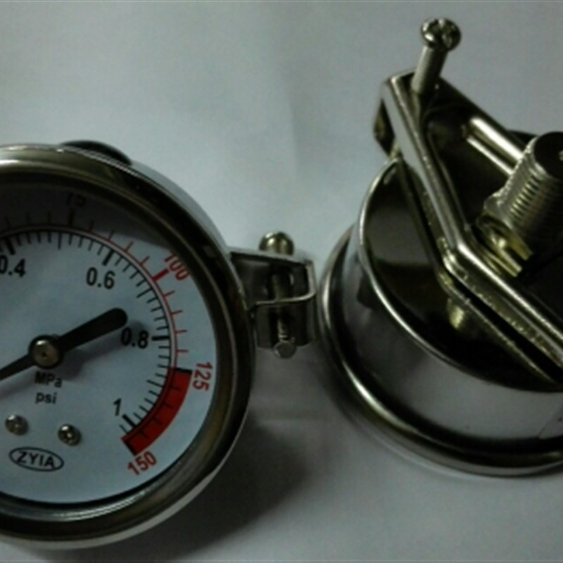 zyia 轴向带支架不锈钢无油压力表 yt-60z  0-1mpa 150psi zg1/4