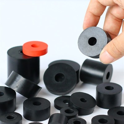 高弹橡胶圆形减震垫 机器防震防撞耐磨带孔穿螺丝风机设备垫片圈
