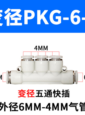 白色PU16直通三通快插气管快速PG接头PV4/PE6/PZA8/PY10/PK12/PKG