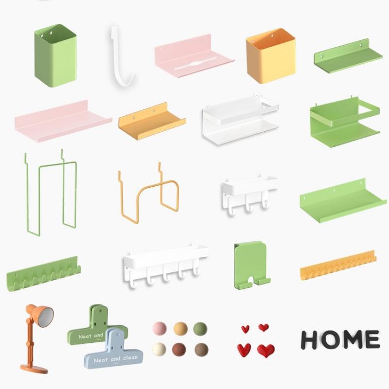 洞洞板配件装饰挂钩圆孔置物架墙上免打孔书桌面收纳磁吸贴