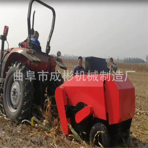 农用四轮悬挂式岁秸秆捡拾打捆机 四轮行走式干湿秸秆粉碎圆捆机