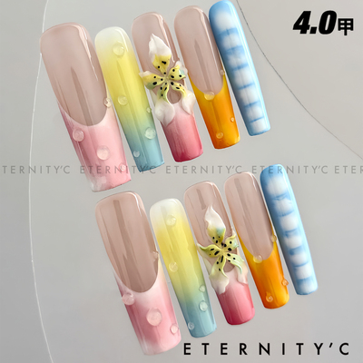 C+海盐花卉 亚文化新款欧美小众高级重工超长美甲穿戴甲手工指甲