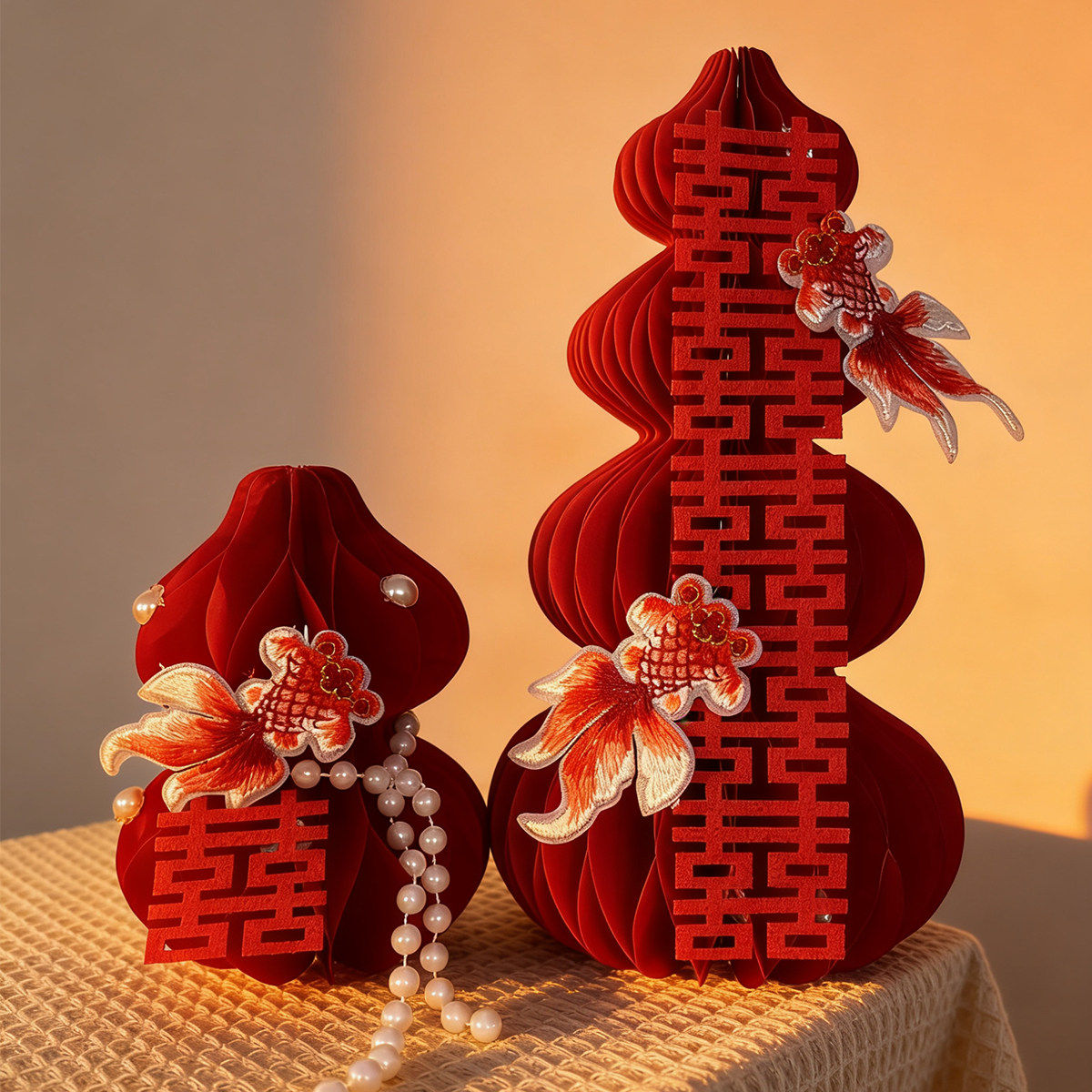 喜字福禄葫芦金鱼婚房摆件